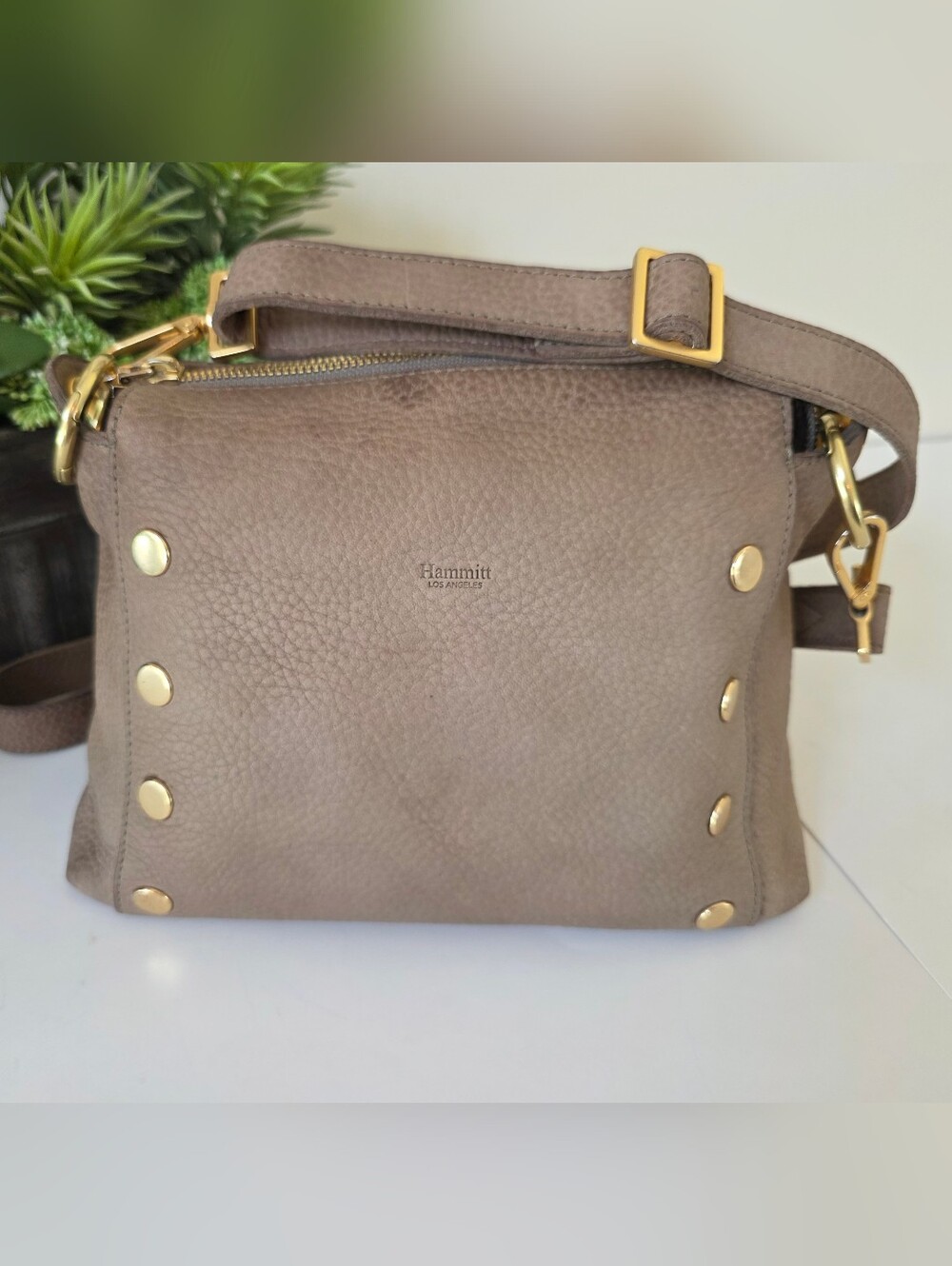 Hammitt Daniel Small Crossbody Vintage 2021 Collection Taupe Greige Leather - Picture 2 of 16